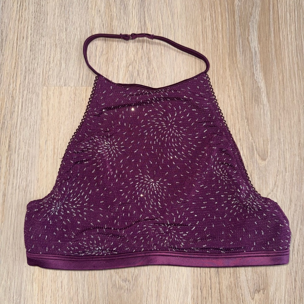 Victoria’s Secret Burgundy High Neck Halter Bralette- Size Small